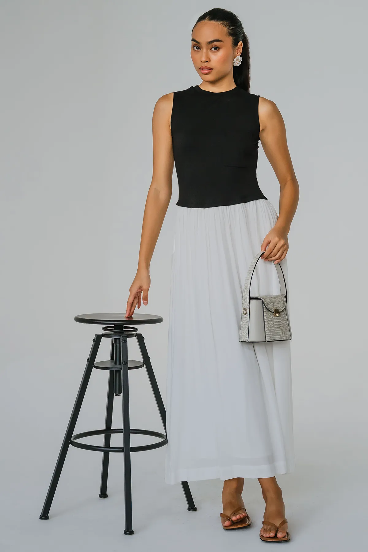 Modern Muse Front Pocket Duo Dress (White)