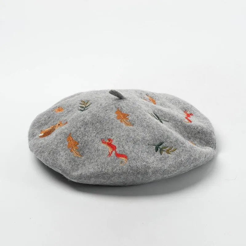 Nature Inspired Embroidered Beret