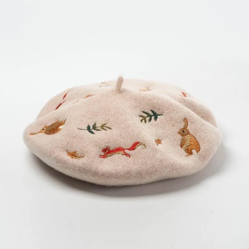 Nature Inspired Embroidered Beret