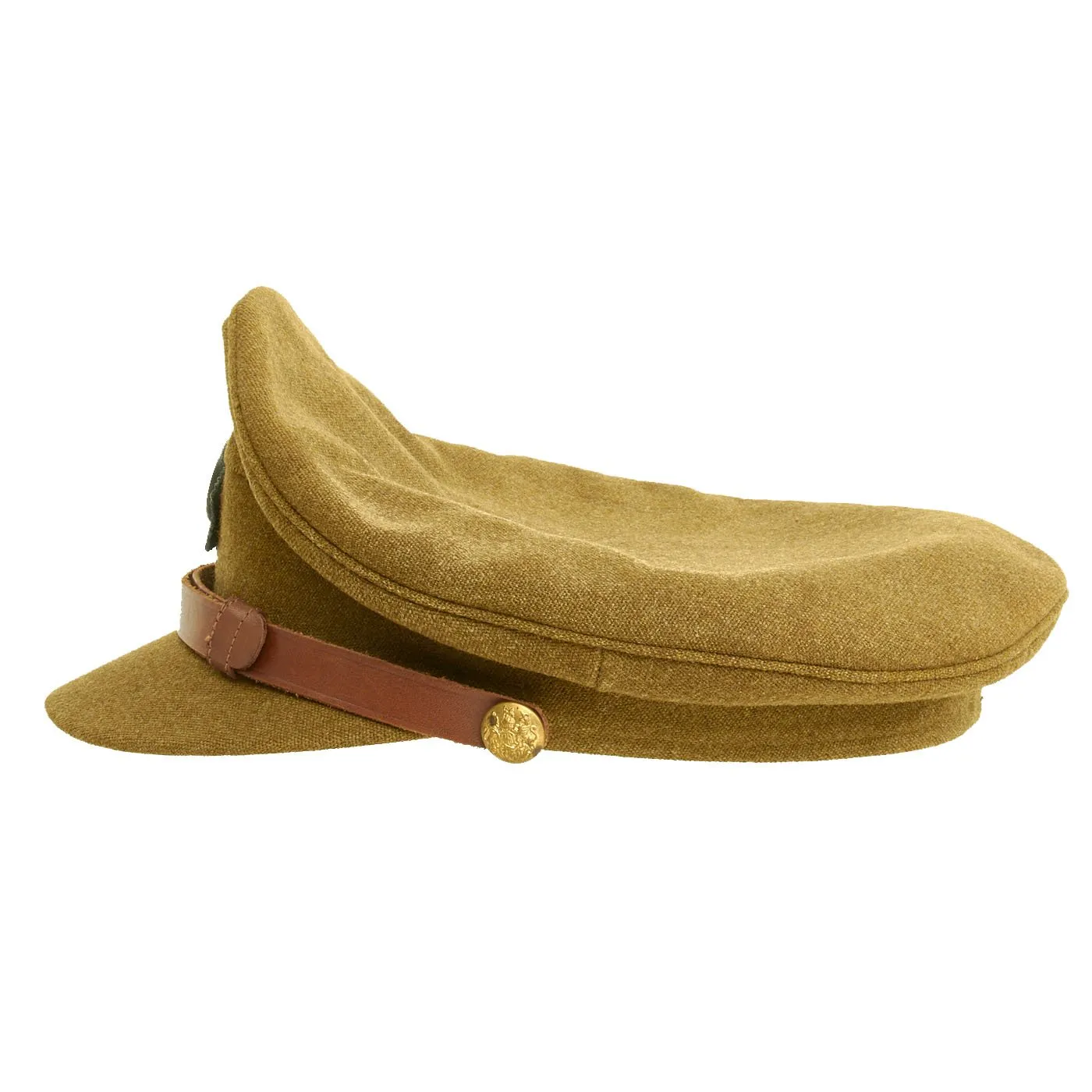 Original British WWII Khaki Lincolnshire Regiment Officers Visor Cap by Townend in size 7 3/4