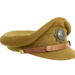 Original British WWII Khaki Lincolnshire Regiment Officers Visor Cap by Townend in size 7 3/4