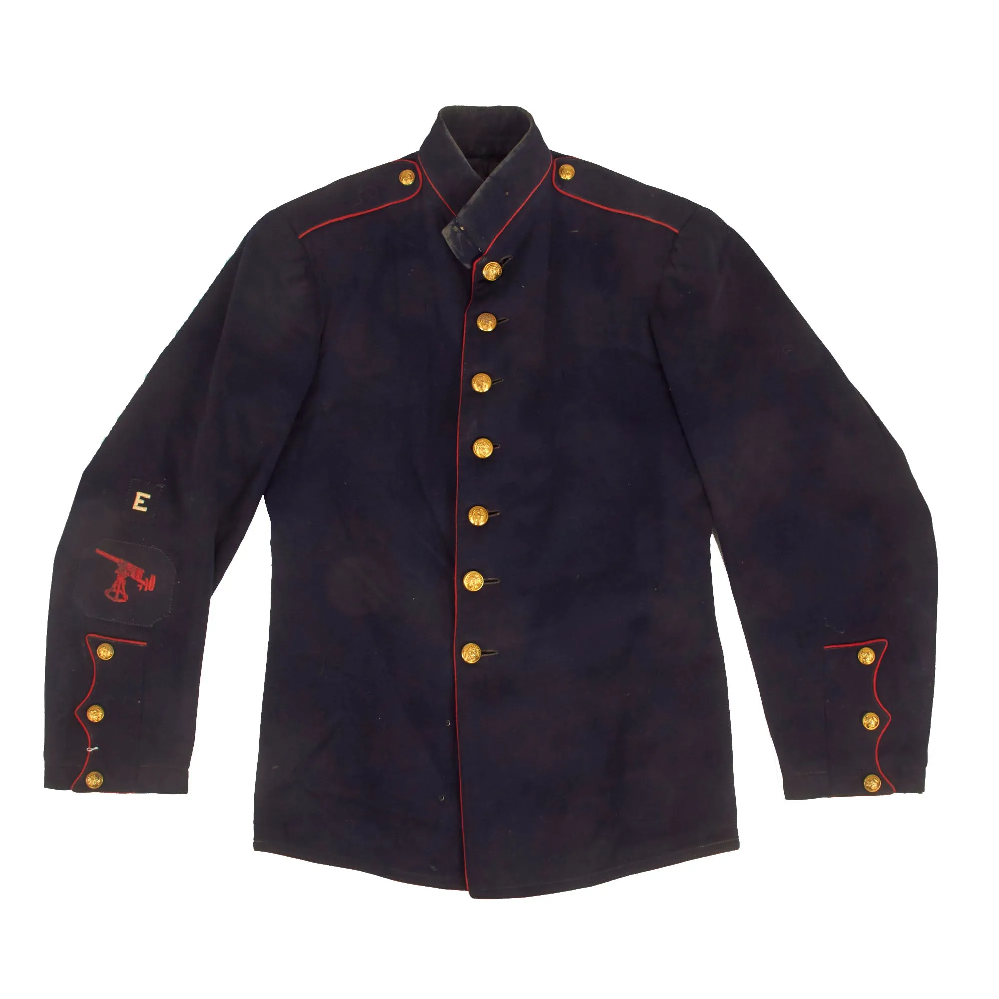 Original U.S. Pre WWI Era Ship’s Detachment US Marine Corps Dress Blues Coat With Gunner Pointer First Class Sleeve Insignia