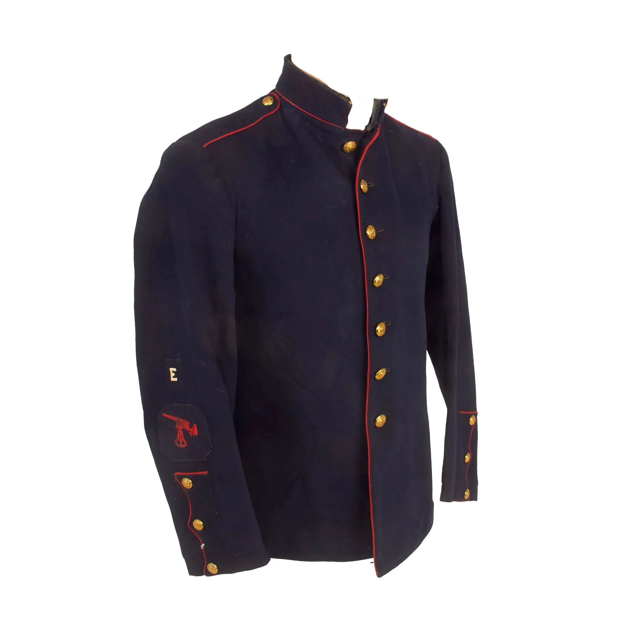 Original U.S. Pre WWI Era Ship’s Detachment US Marine Corps Dress Blues Coat With Gunner Pointer First Class Sleeve Insignia