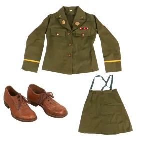 Original U.S. WWII Era Women’s Army Corps “WAC Jr” Children’s Class-A Uniform Set With Skirt and Shoes - Formerly Part of the A.A.F. Tank Museum