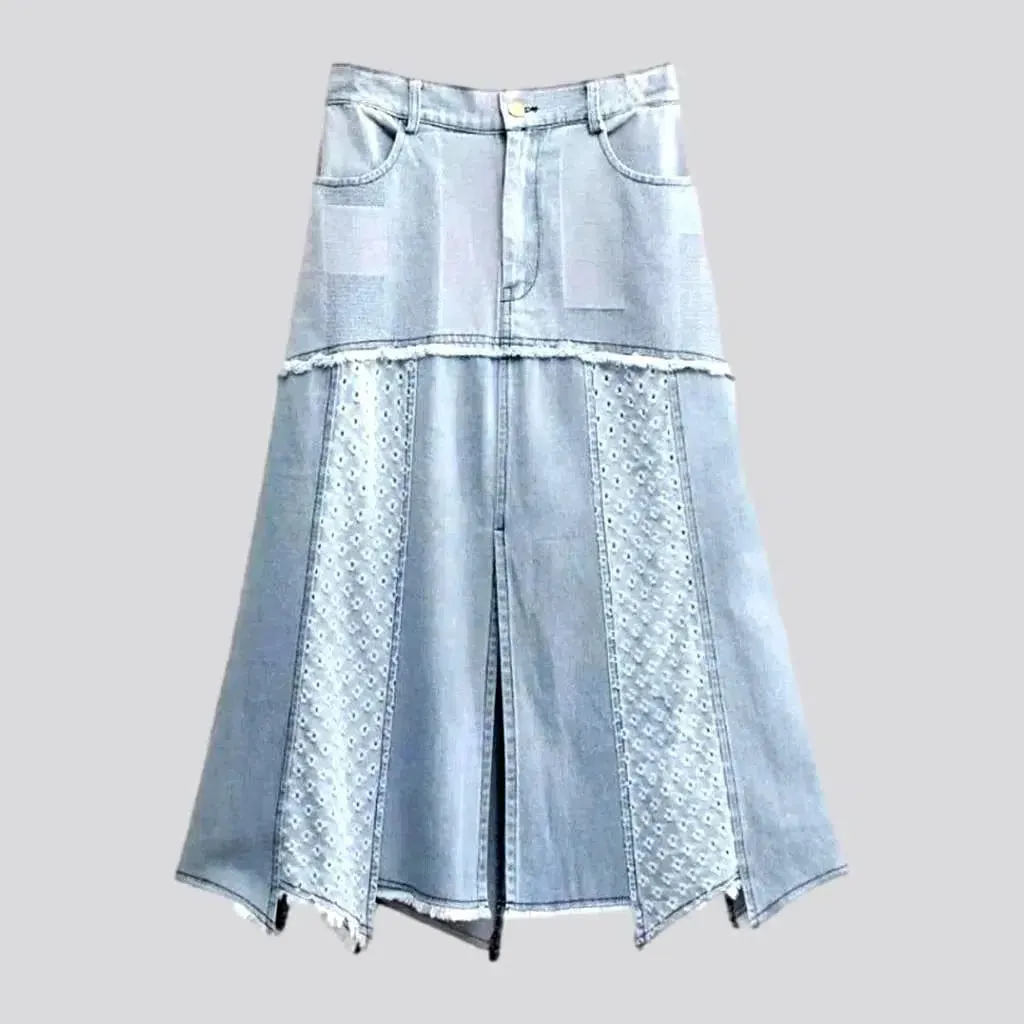 Patchwork street women's jeans skirt