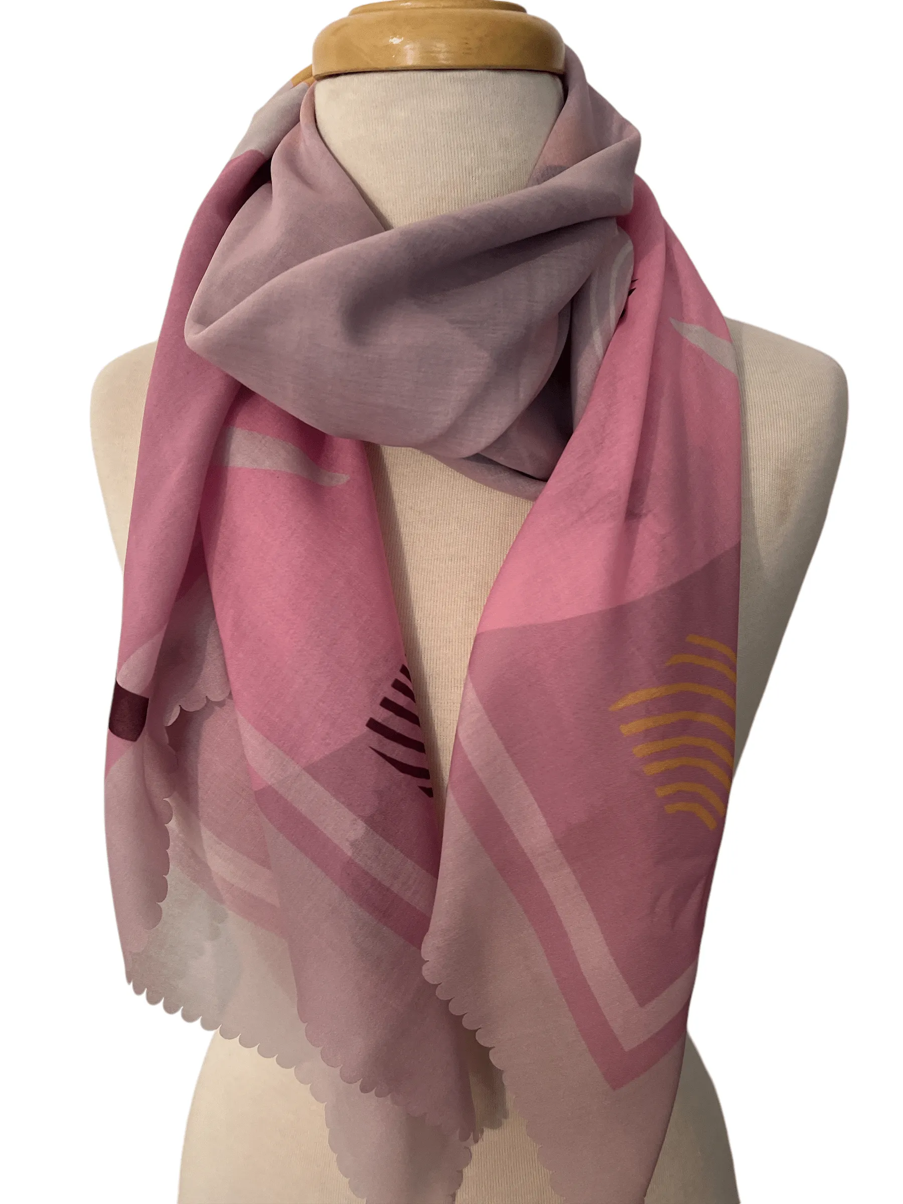 Pink Lilac Pastel Scarf -Square Scarf w Gift Box