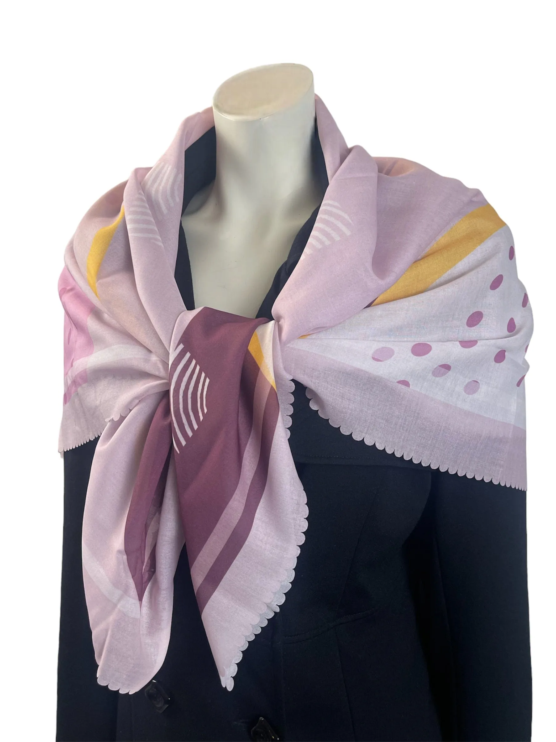 Pink Lilac Pastel Scarf -Square Scarf w Gift Box