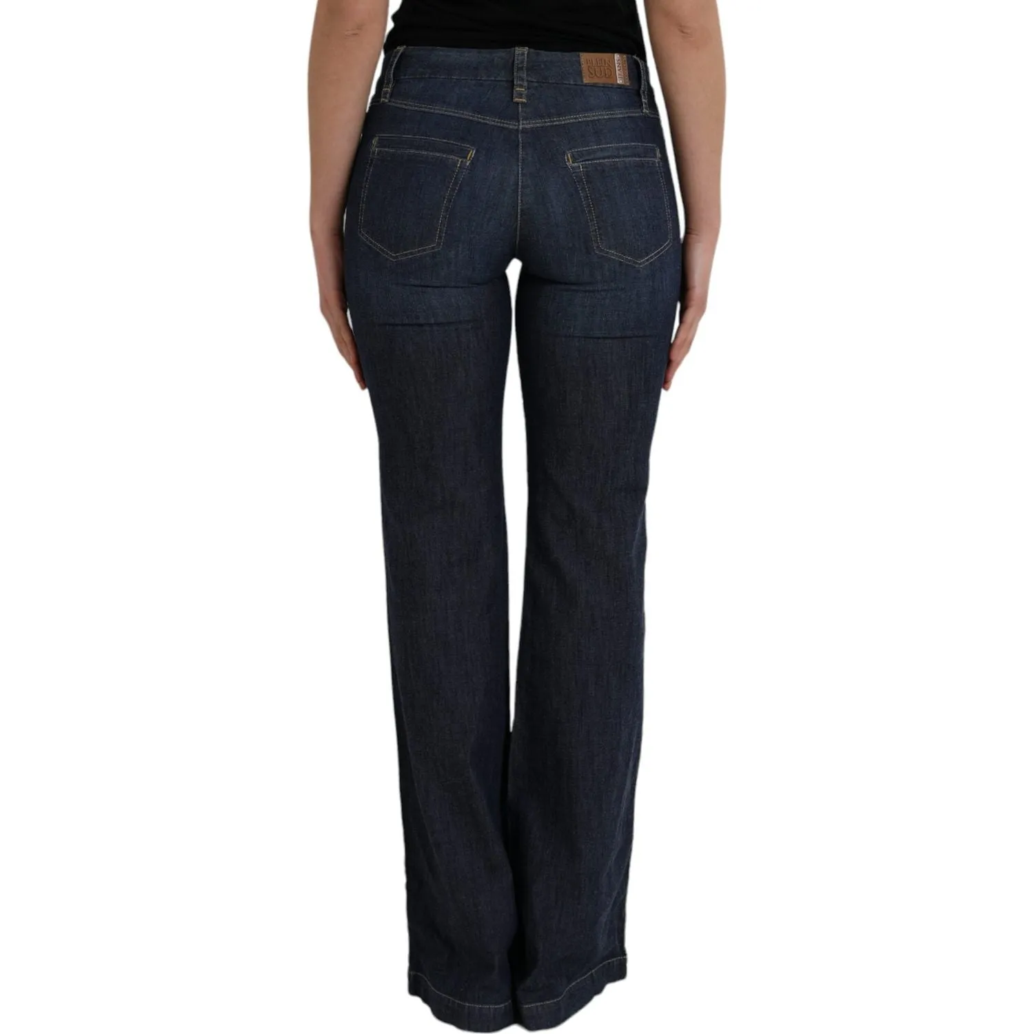 PLEIN SUD Dark Blue Cotton Bootcut Denim Jeans