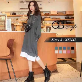 POCKET HOODED LONG SLEEVE DRESS