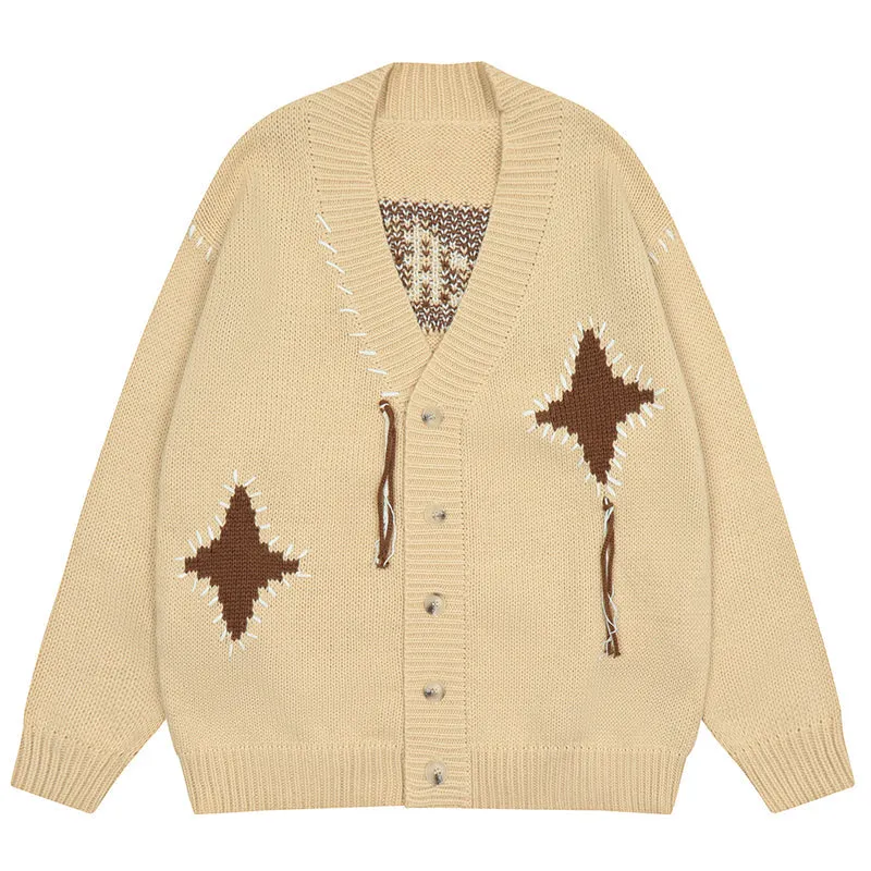 PopFlying Oversize Knit Cardigan Sweater Stars