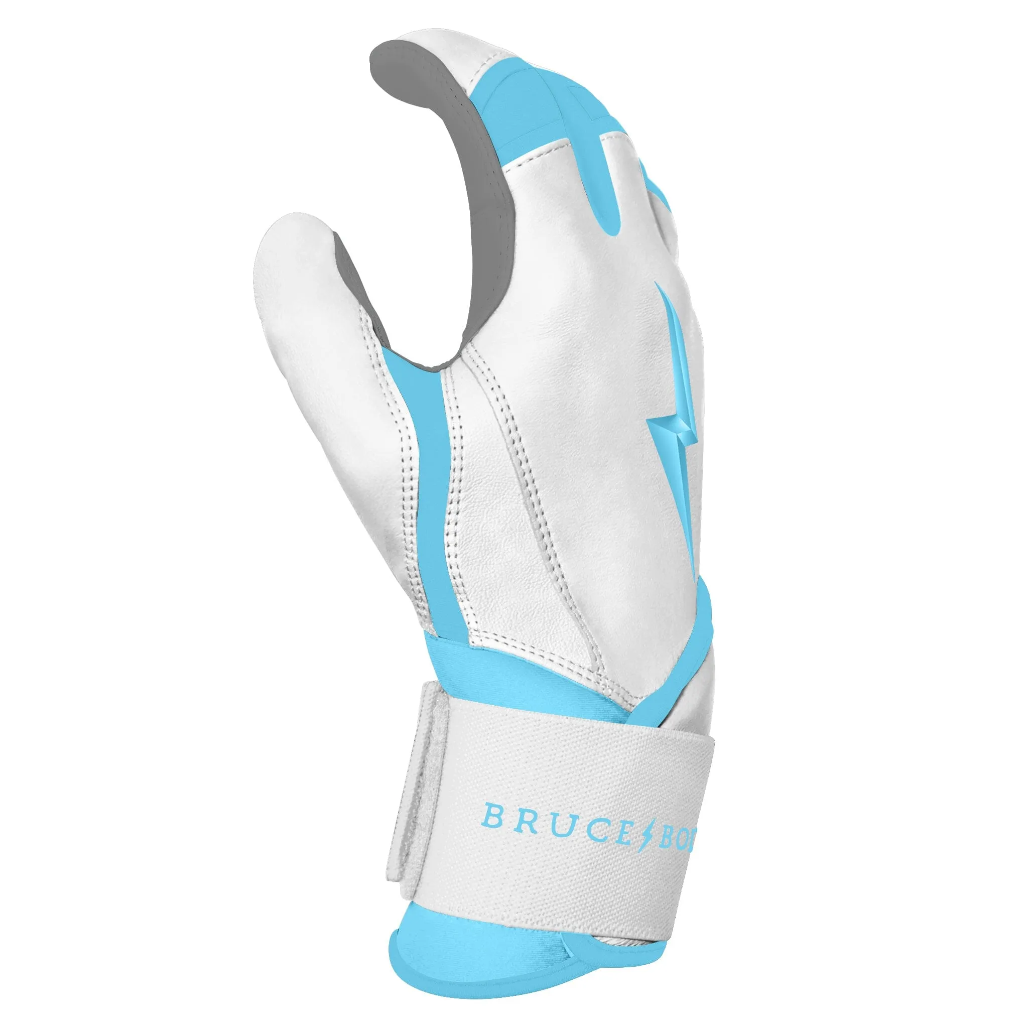 PREMIUM PRO CHROME Series Long Cuff Batting Gloves | BABY BLUE