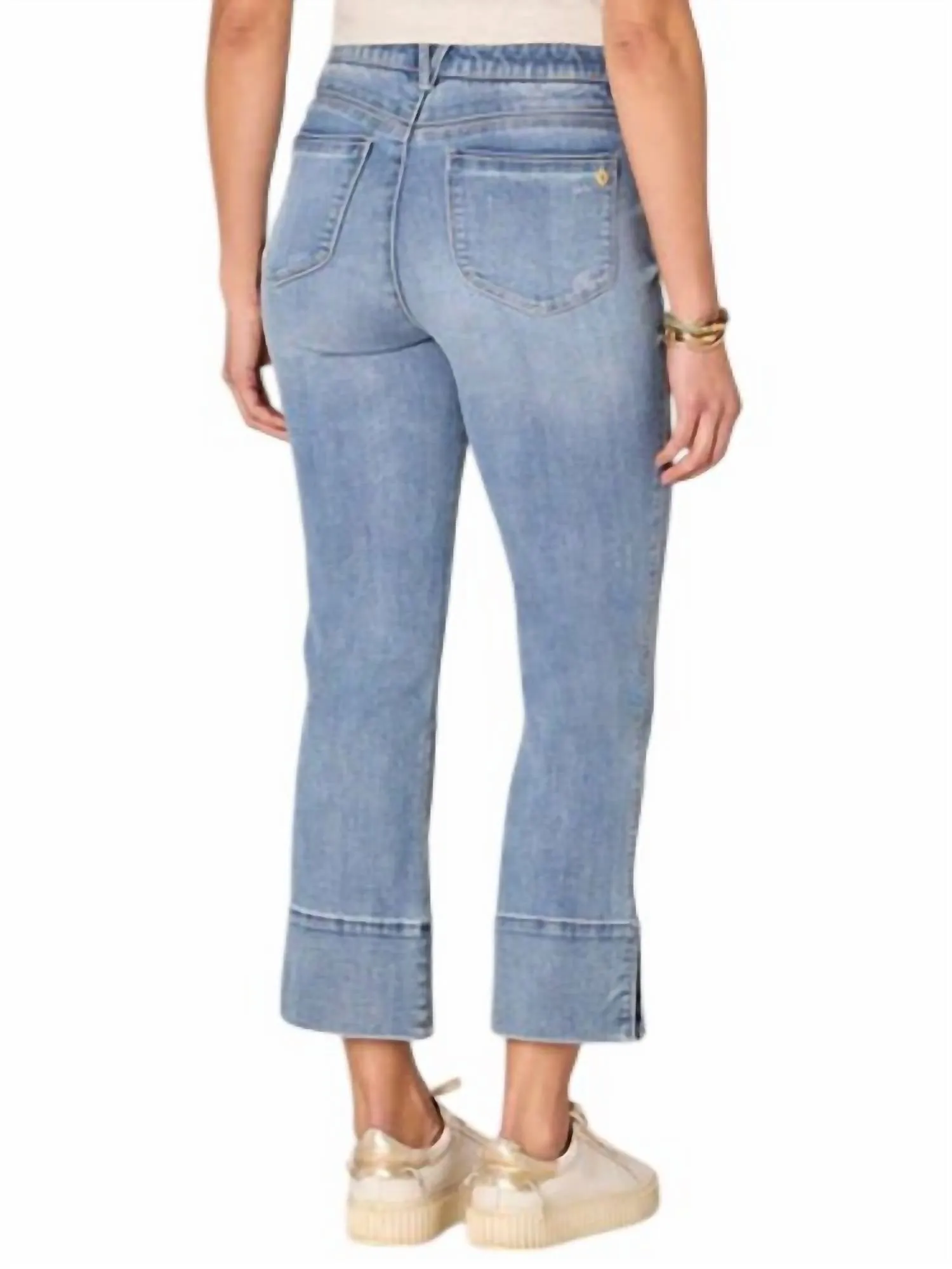 "ab"solution High Rise Kick Flare Plus Size Jeans With Slit Hem In Light Blue