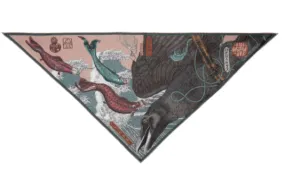 "Koinobori Karasu" Silk Triangle Scarf Slipper/Sea