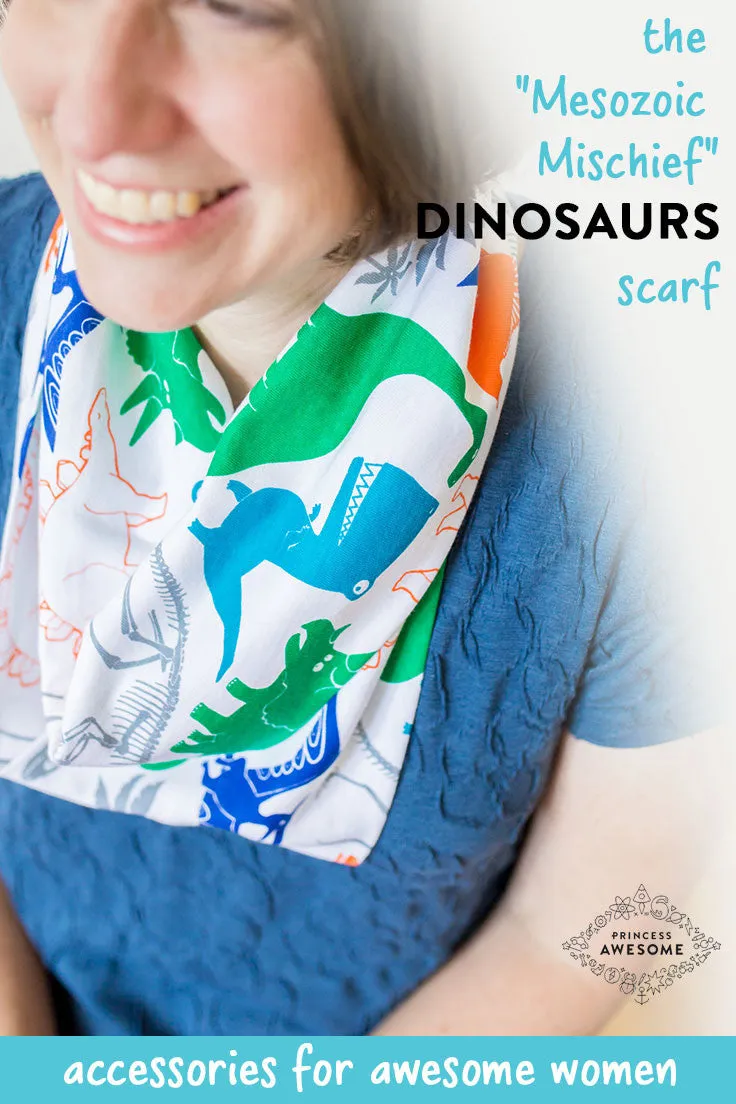 "Mesozoic Mischief" Dinosaurs Infinity Scarf