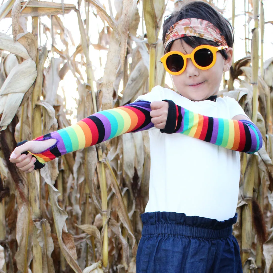 Rainbow Pride Striped Arm Warmers Gloves Unisex Kids and Adults