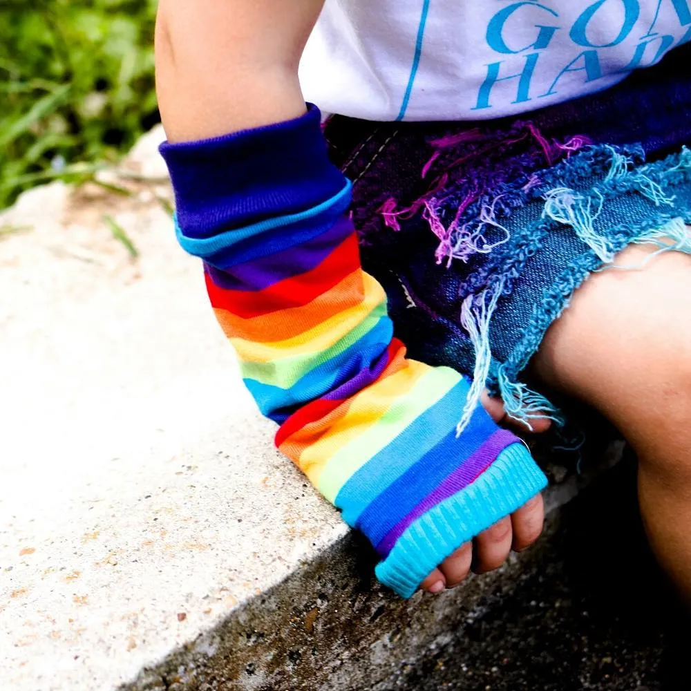 Rainbow Pride Striped Arm Warmers Gloves Unisex Kids and Adults