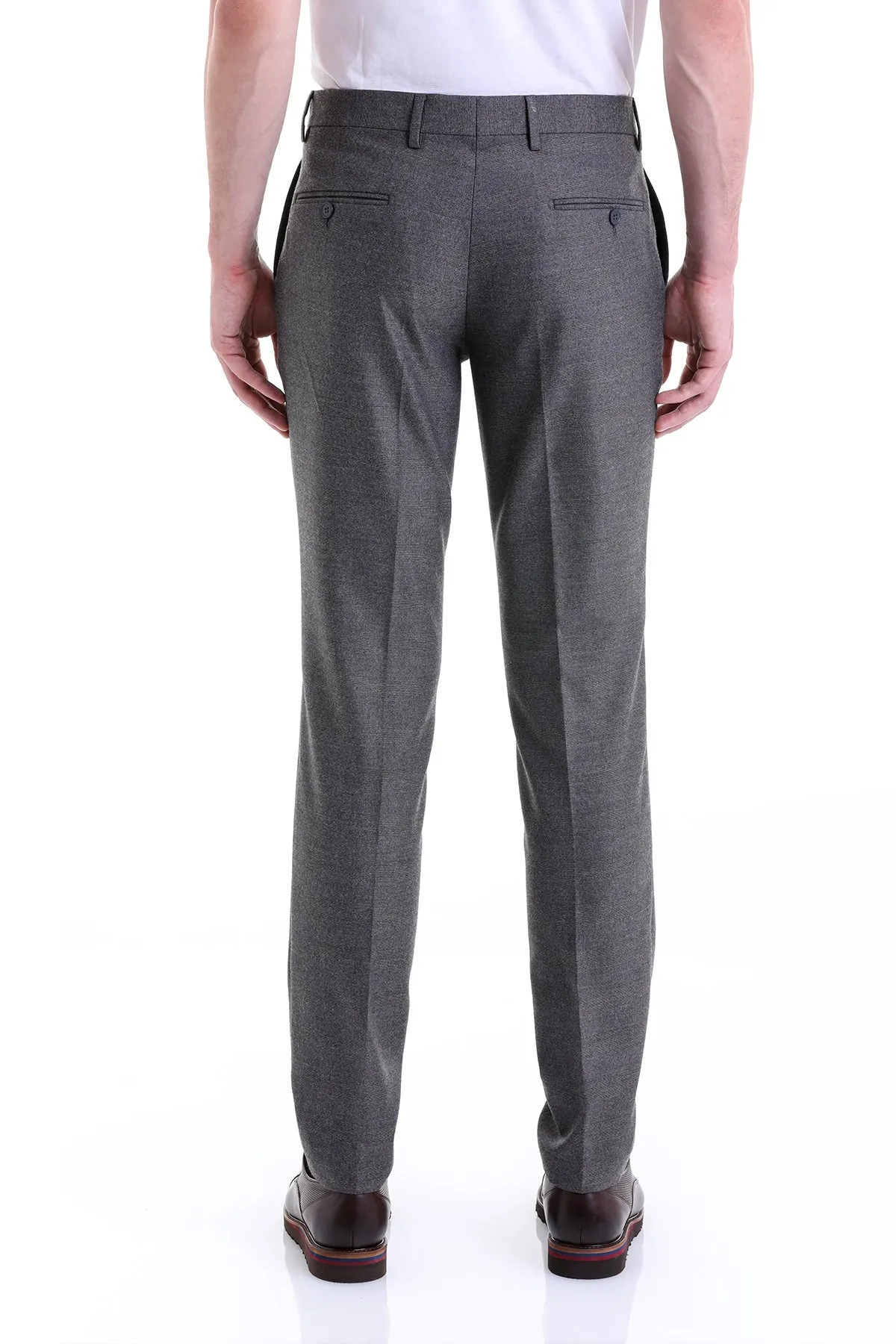 Regular Fit Side Pocket Low Waist Gray Dress Pants