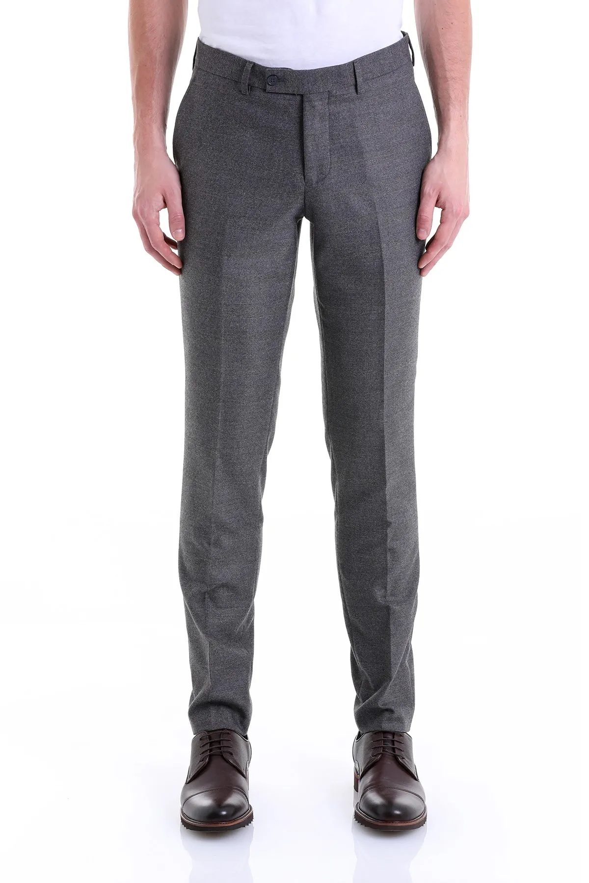 Regular Fit Side Pocket Low Waist Gray Dress Pants