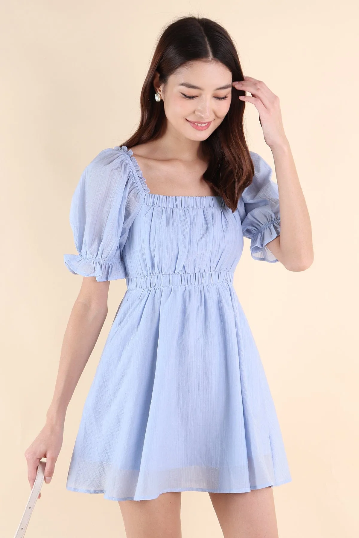 RICO PUFF SLEEVE DRESS IN BLUE