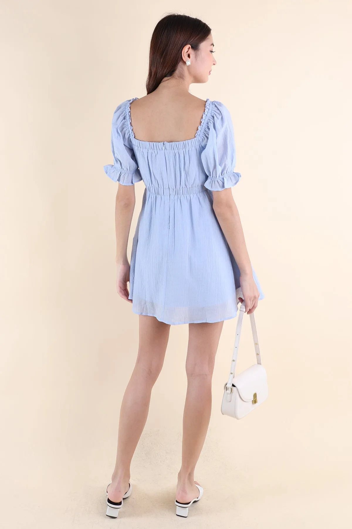 RICO PUFF SLEEVE DRESS IN BLUE