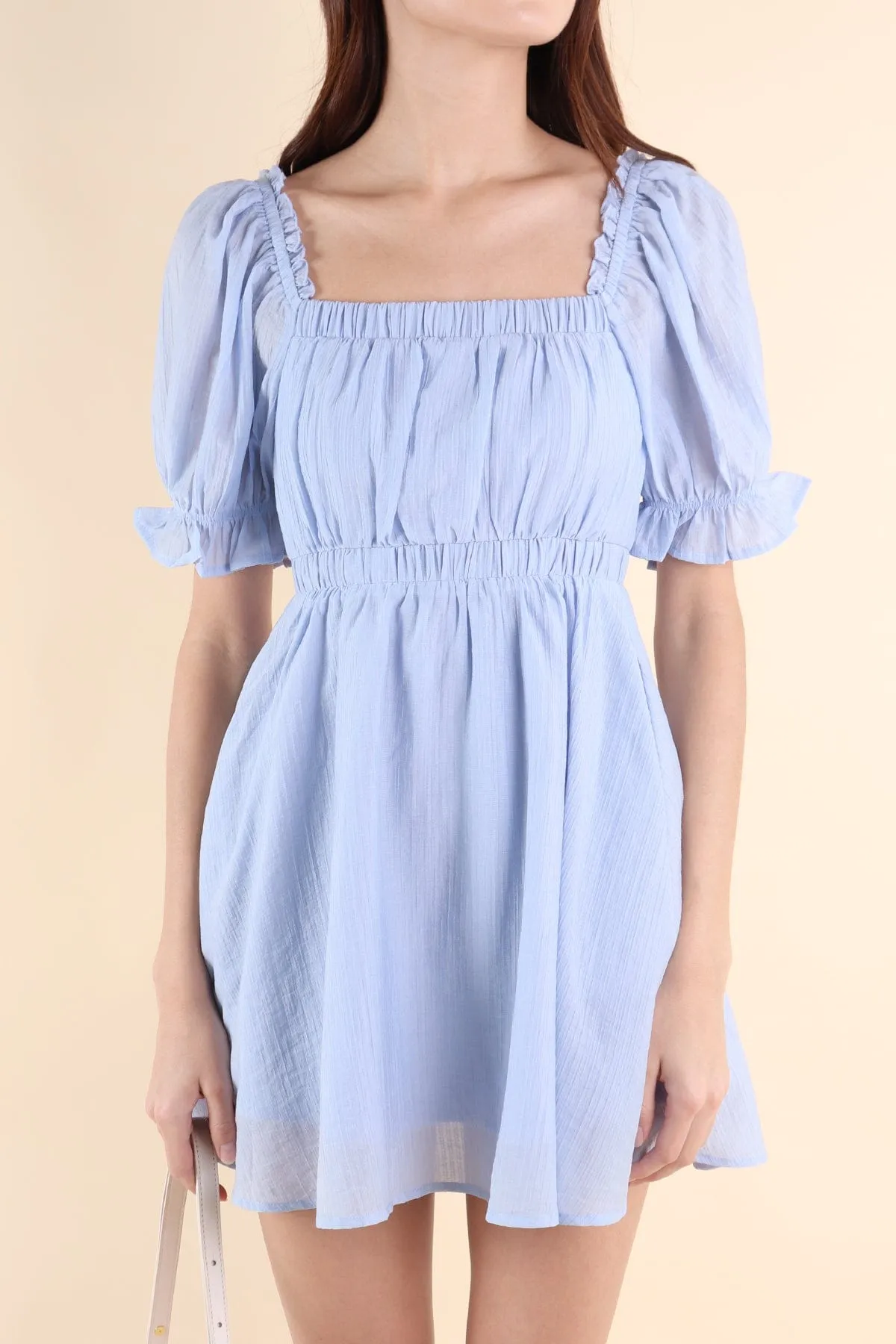 RICO PUFF SLEEVE DRESS IN BLUE