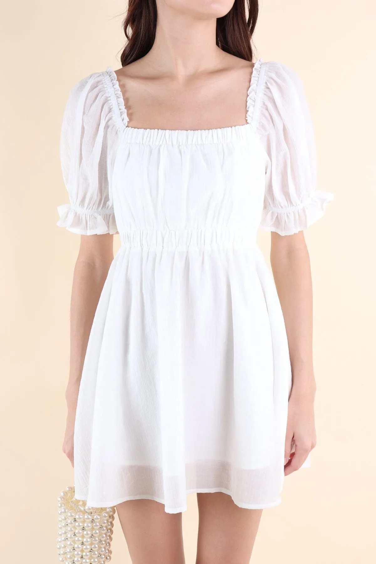 RICO PUFF SLEEVE DRESS IN WHITE