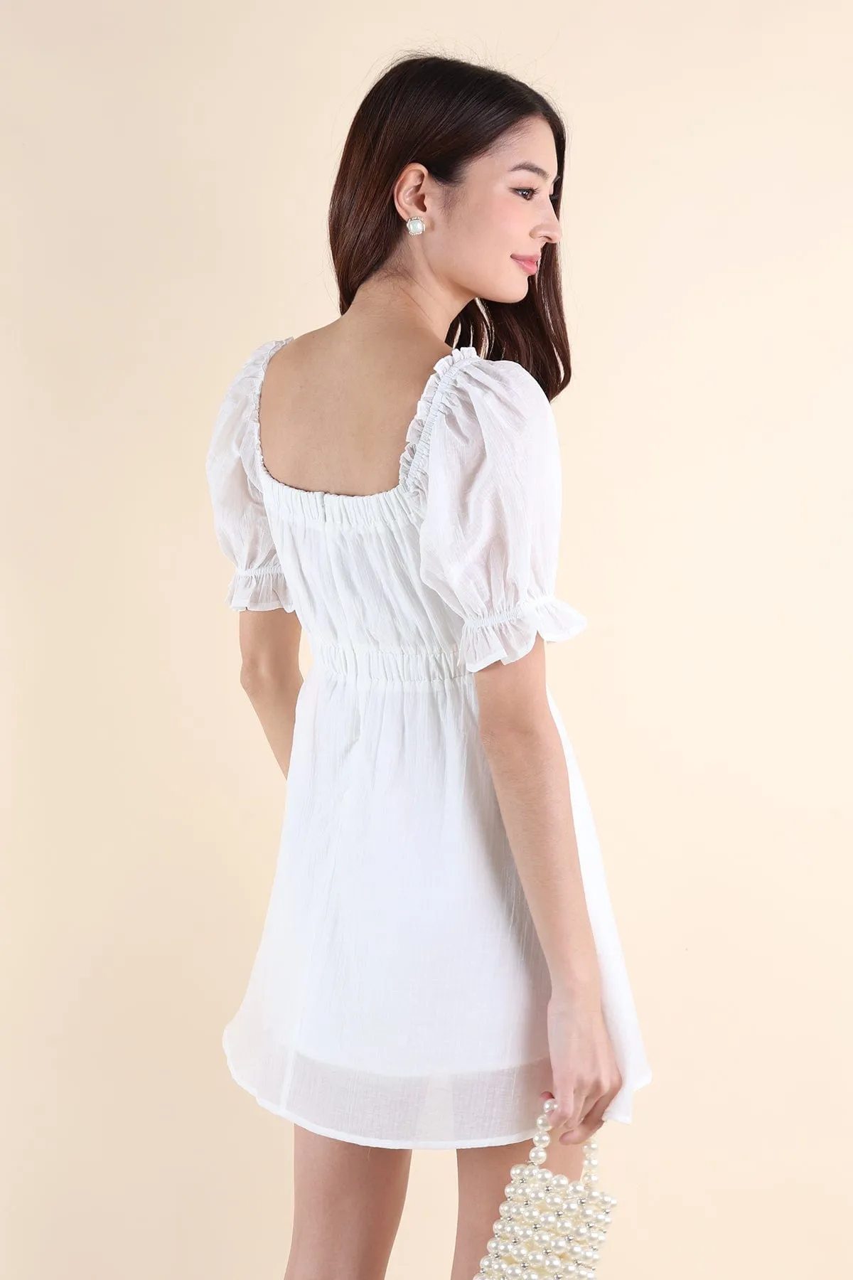 RICO PUFF SLEEVE DRESS IN WHITE