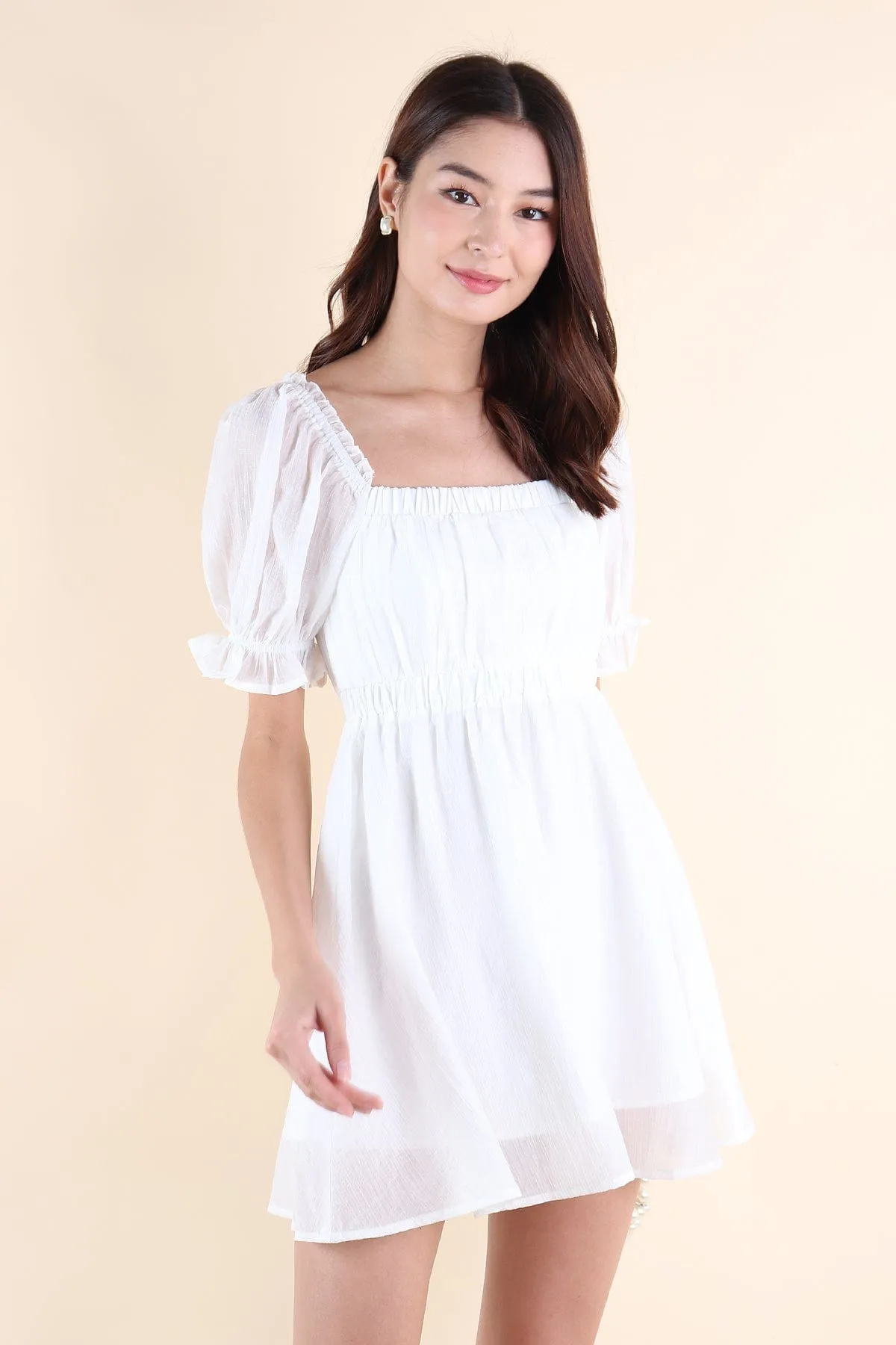 RICO PUFF SLEEVE DRESS IN WHITE