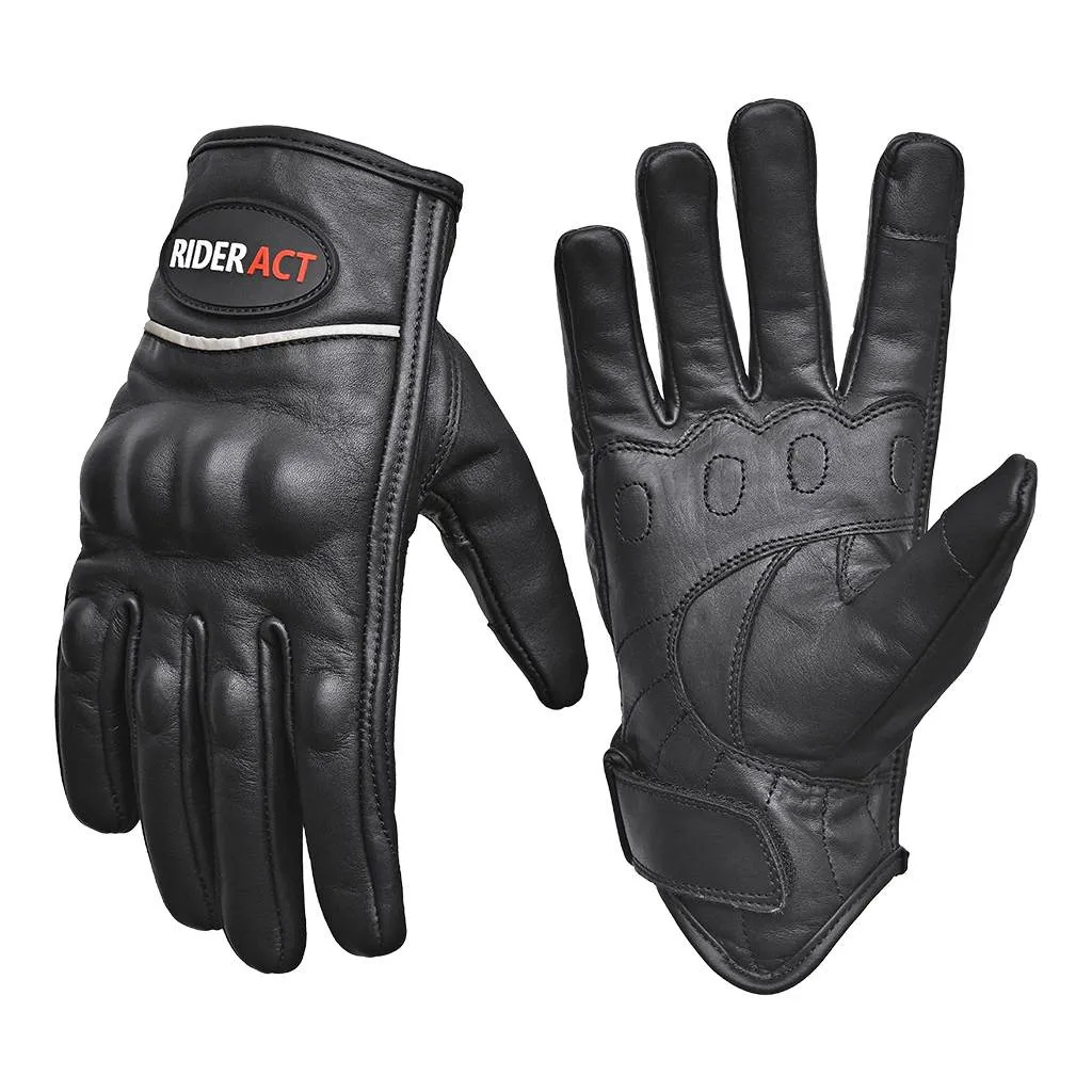 RIDERACT® Motorbike Gloves SB1-Pro UNISEX Leather Moto Gloves