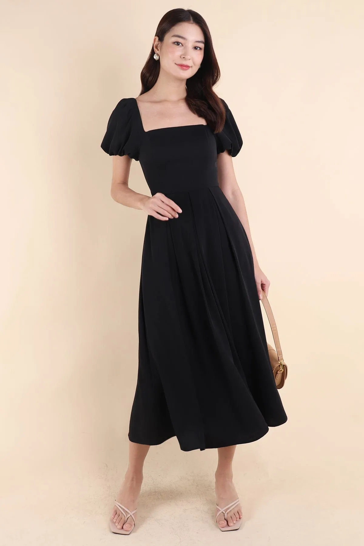 ROSELLE PUFF SLEEVE MAXI IN BLACK