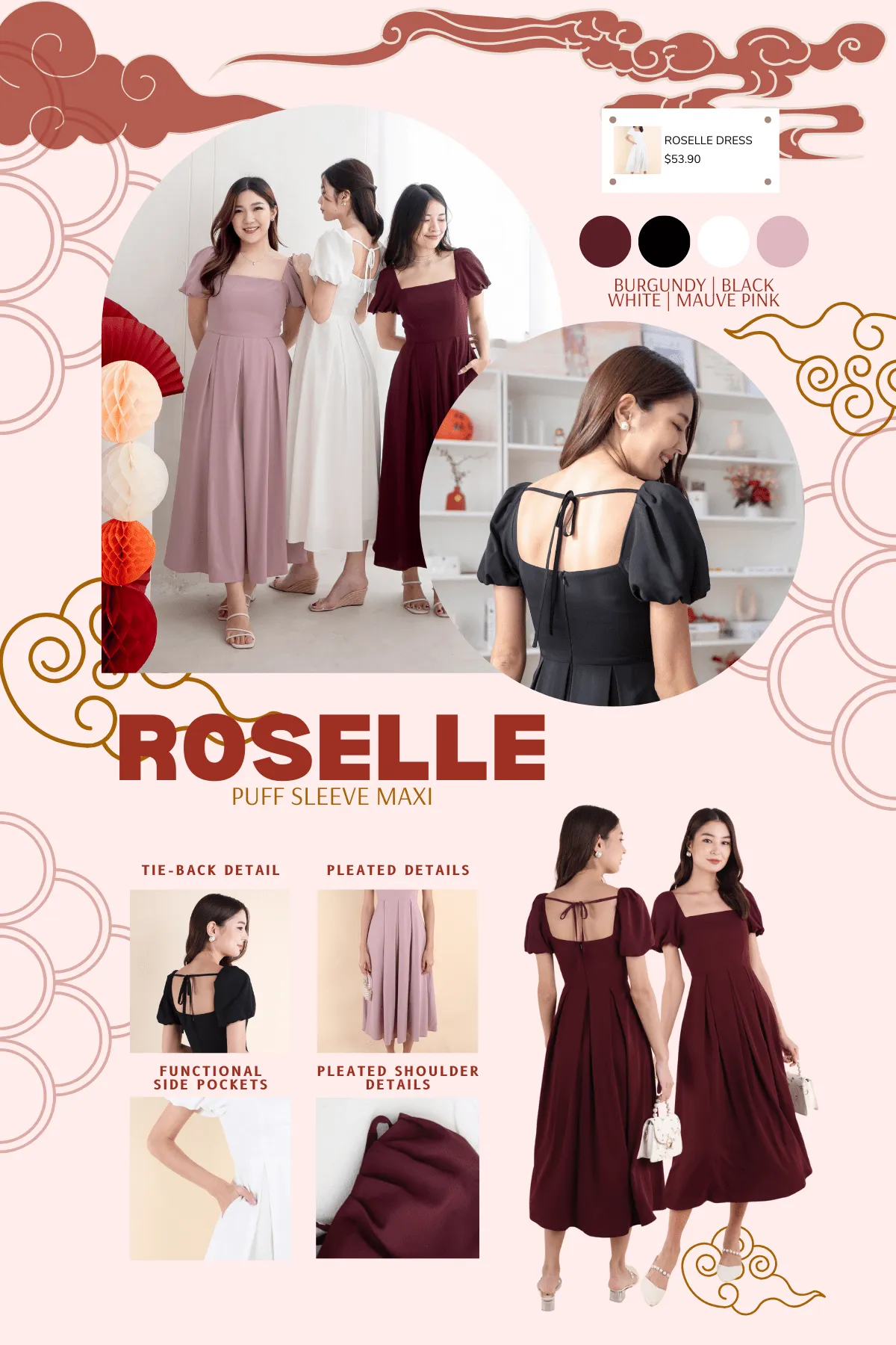 ROSELLE PUFF SLEEVE MAXI IN BLACK