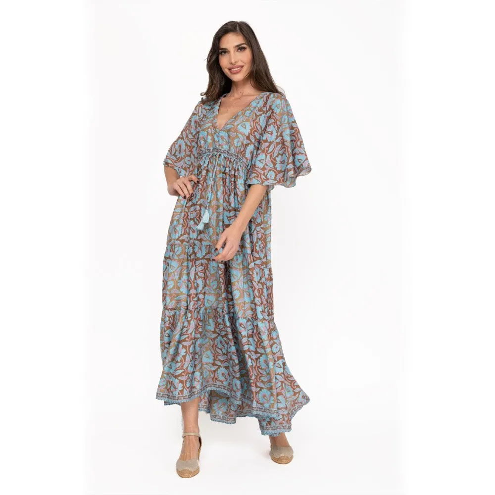 Satin Effect Paisley Coast Maxi Dress