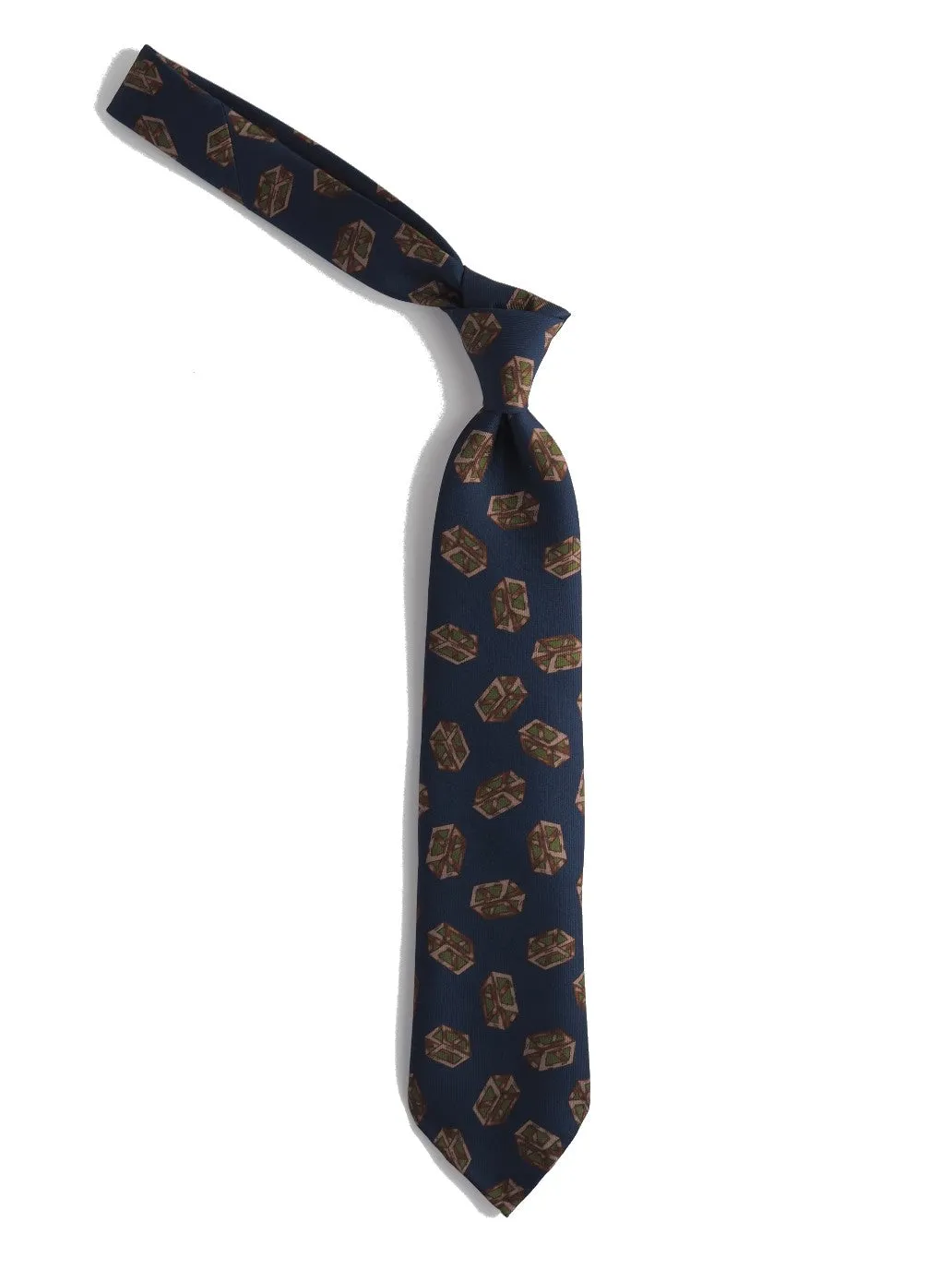 Silk Tie Quader Navy