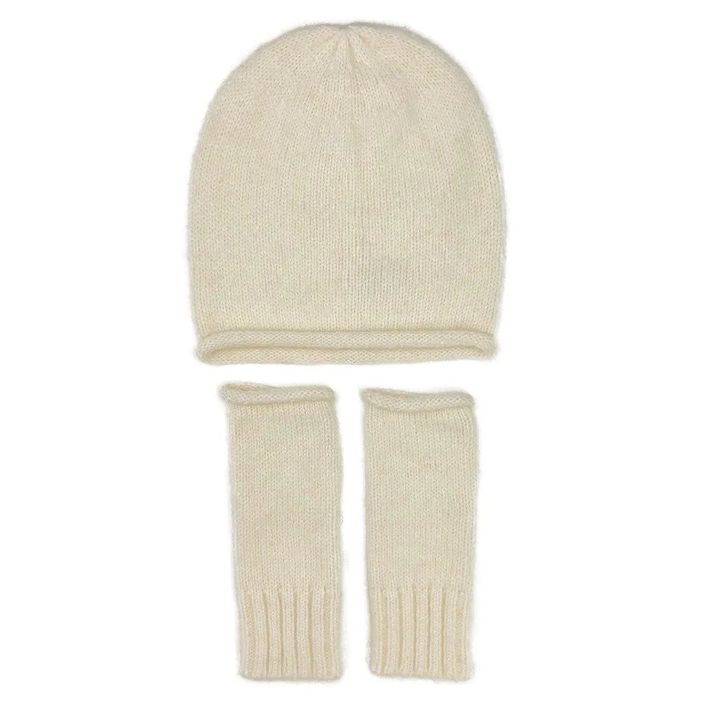 Snow White Essential Knit Alpaca Fingerless Gloves