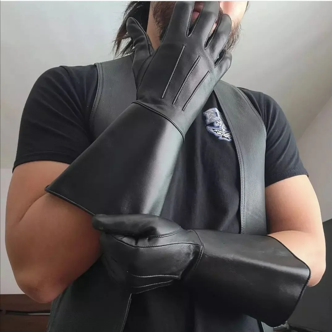 Soft Italian Leather Gloves Double Cuff Long Style