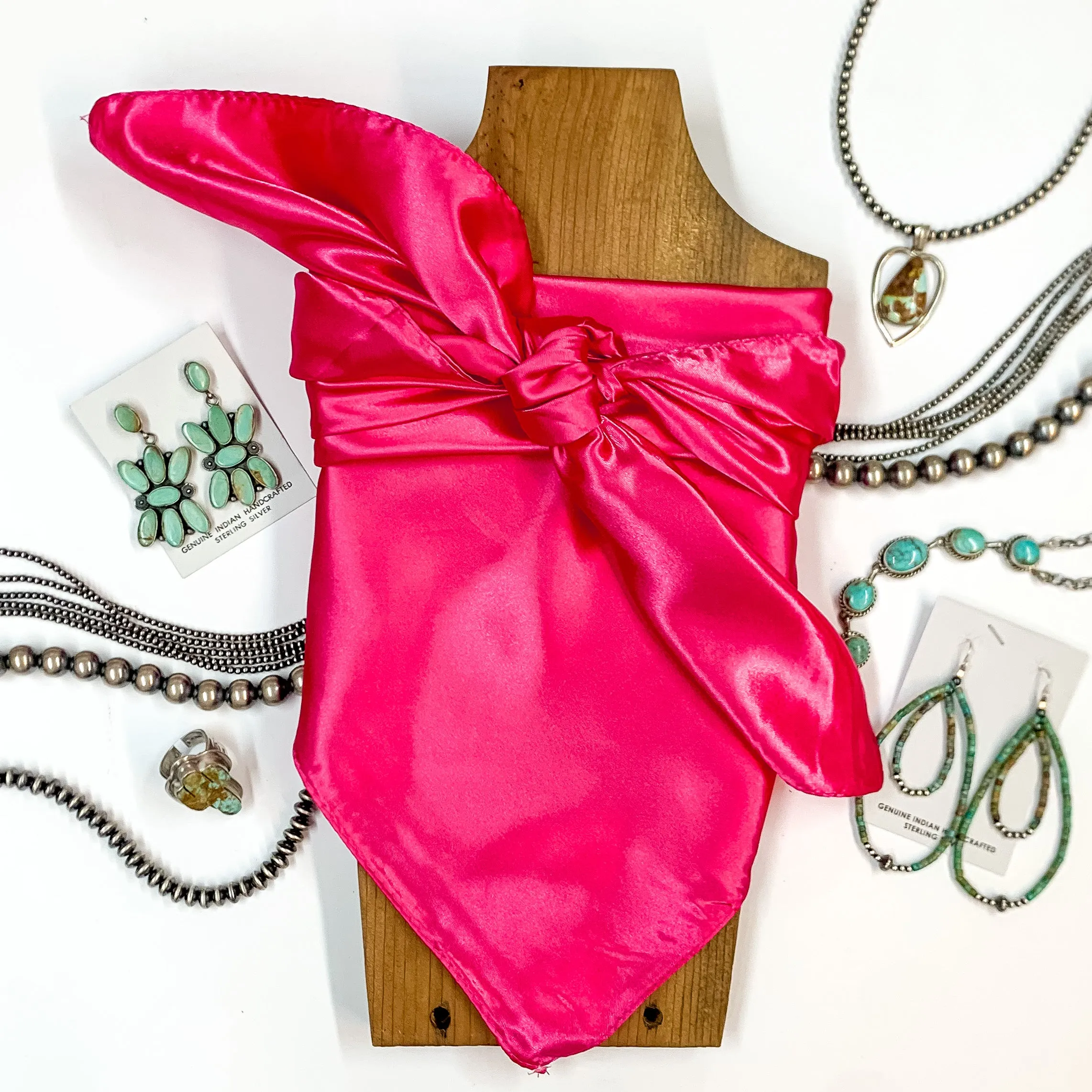 Solid Colored Poly Scarf in Hot Pink