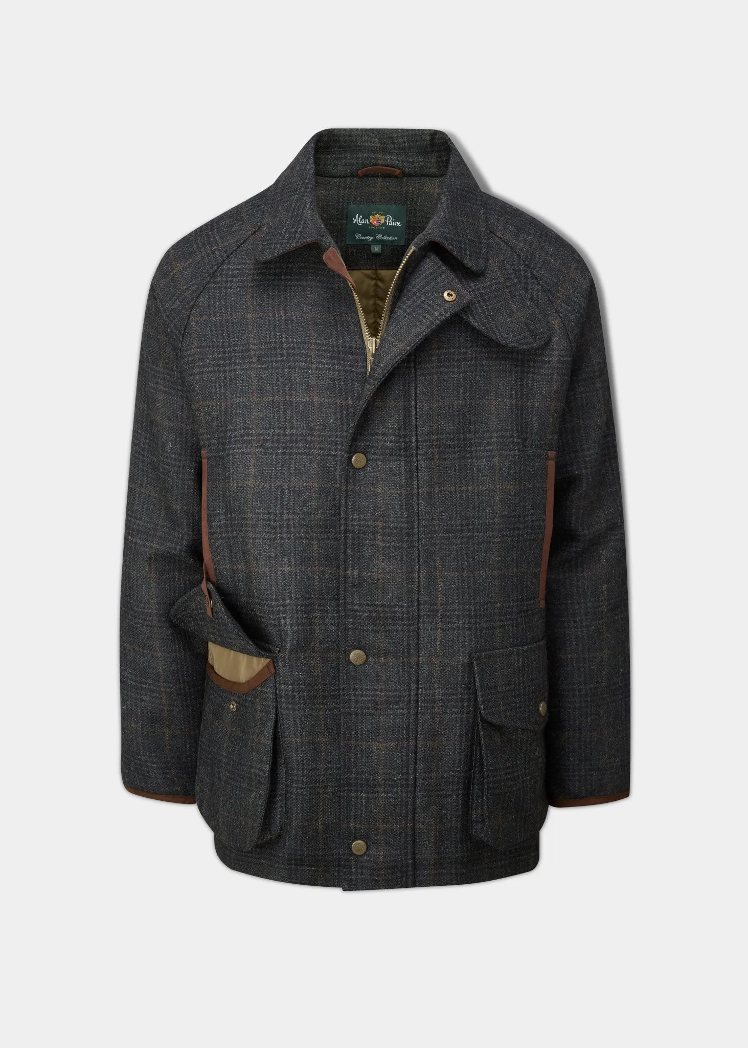 Surrey Waterproof Tweed Coat In Green Check - Shooting Fit