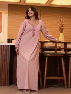 Taffy Pink Soft Crepe Night Maxi