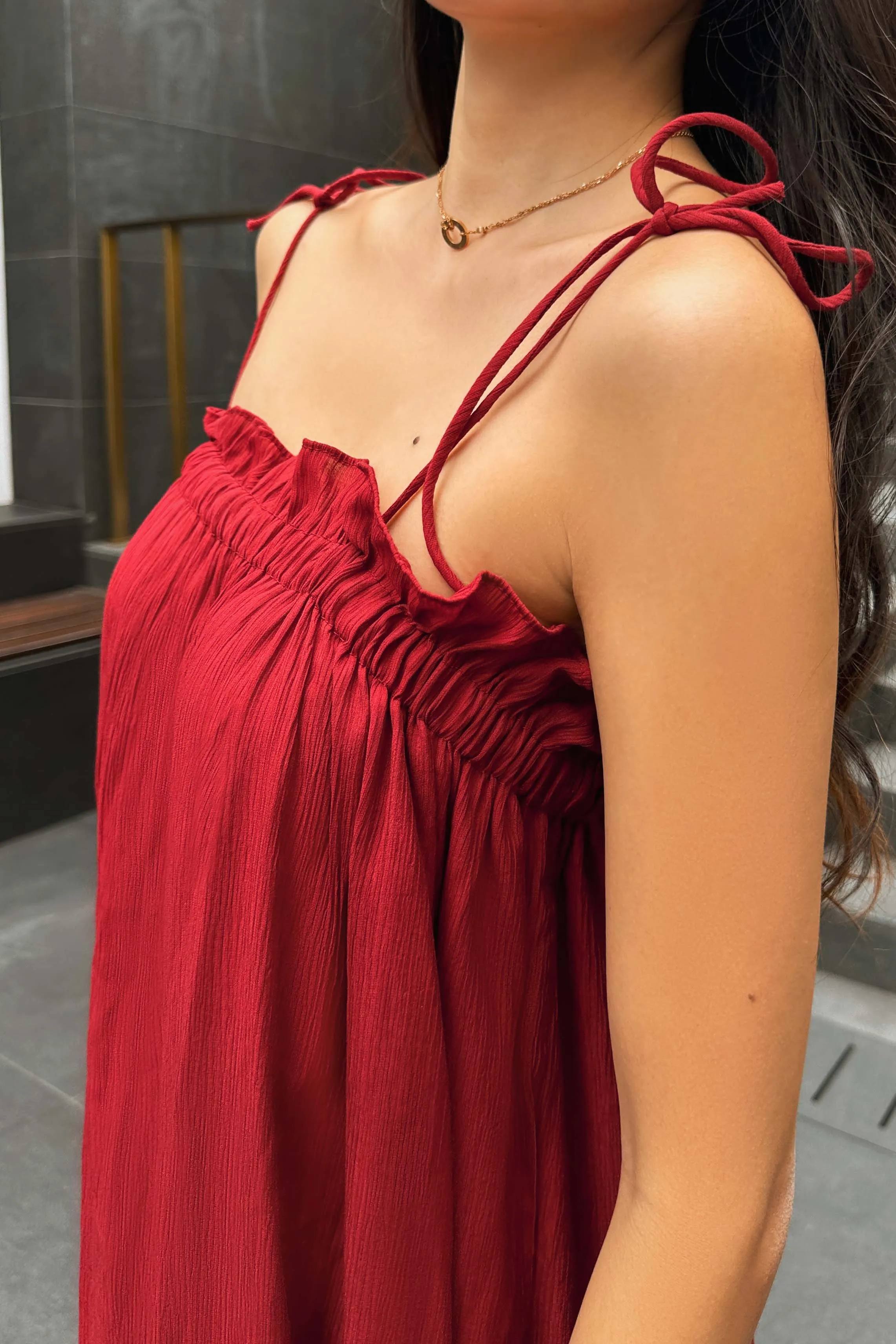 Tenzie Oversized Maxi Dress in Red