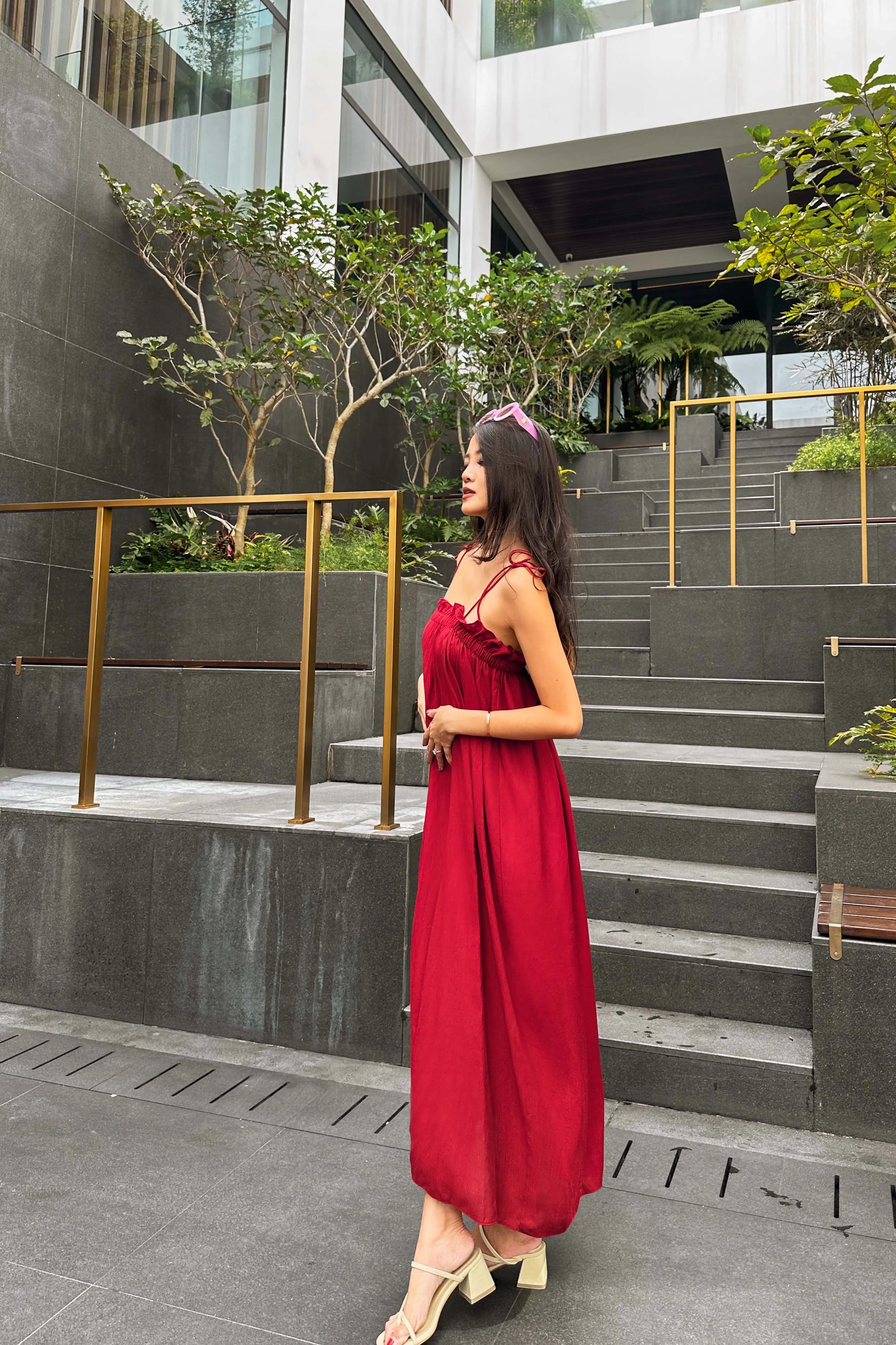 Tenzie Oversized Maxi Dress in Red