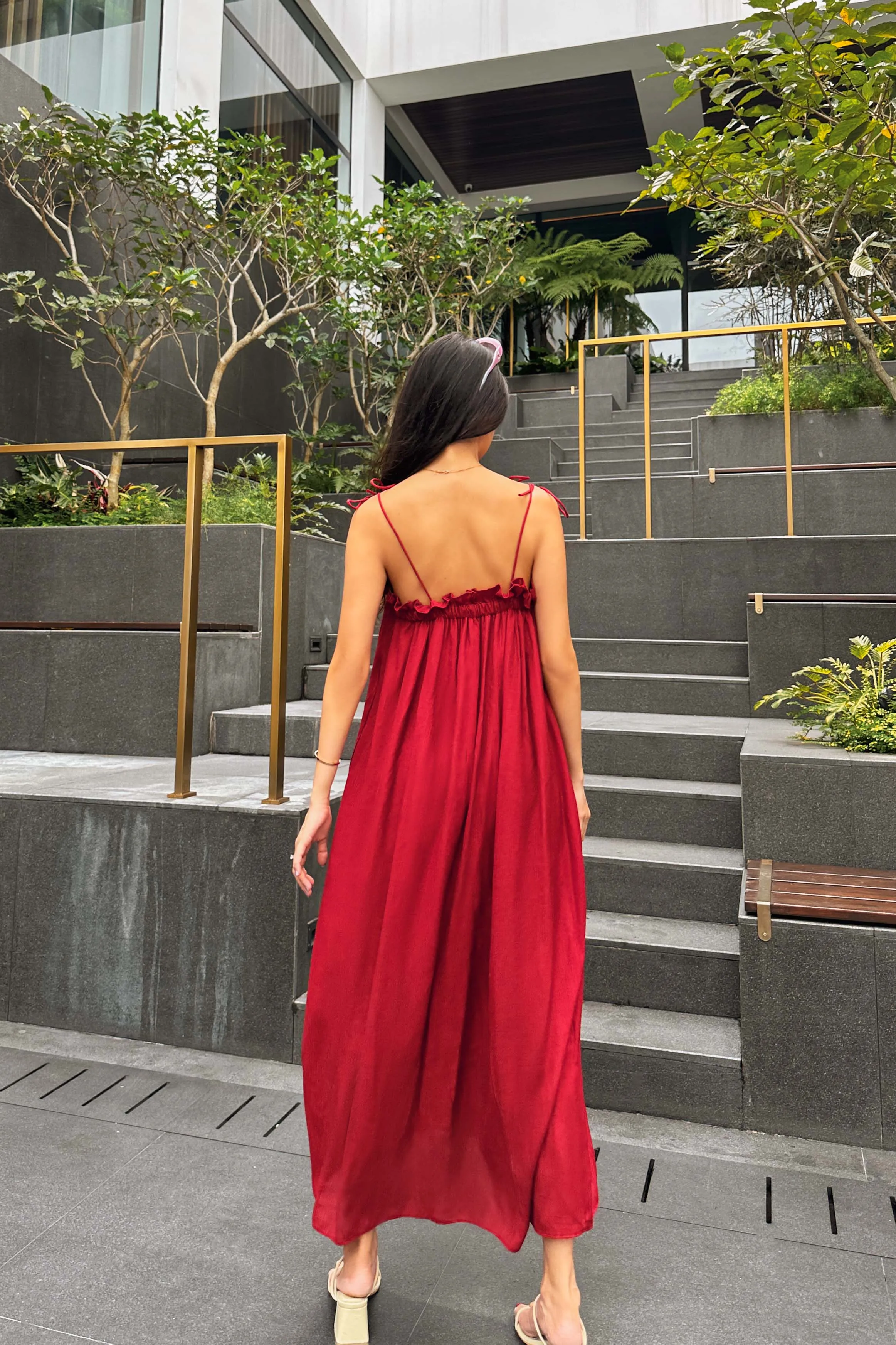 Tenzie Oversized Maxi Dress in Red