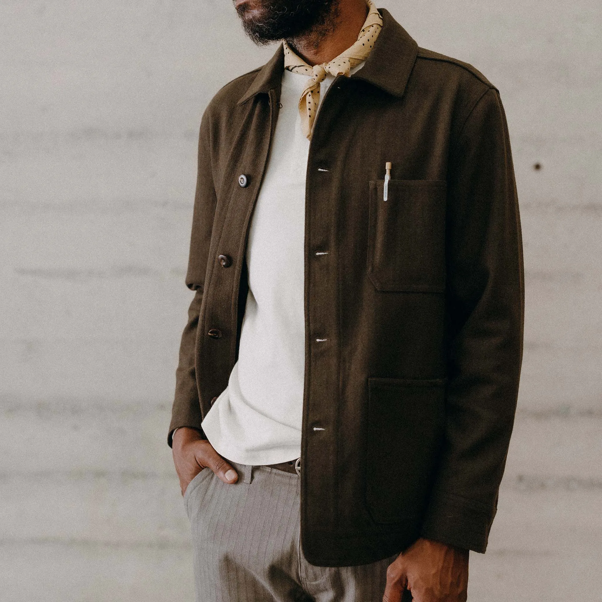 The Ojai Jacket in Army Herringbone Wool