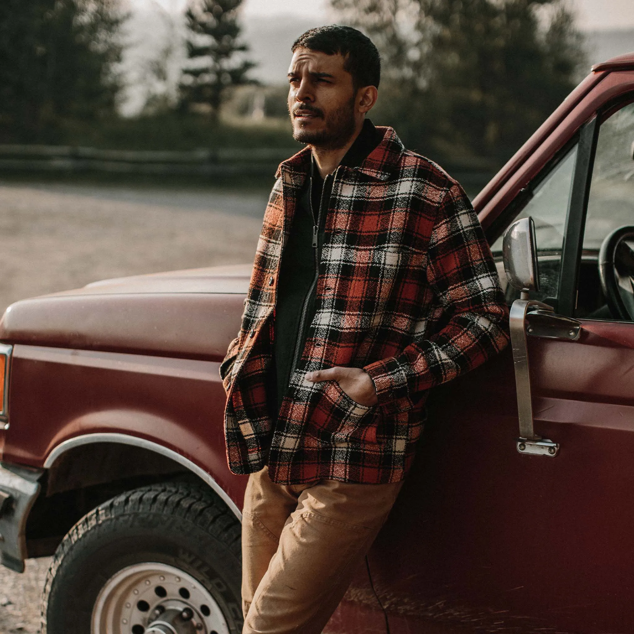 The Ojai Jacket in Garnet Plaid Wool