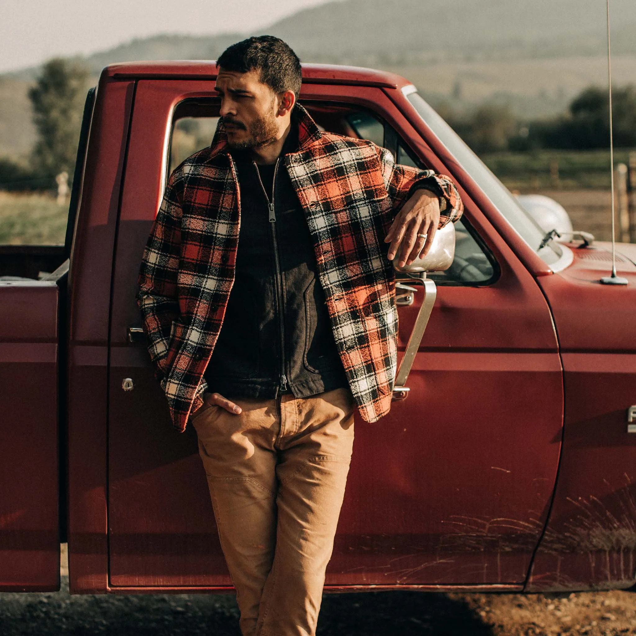 The Ojai Jacket in Garnet Plaid Wool