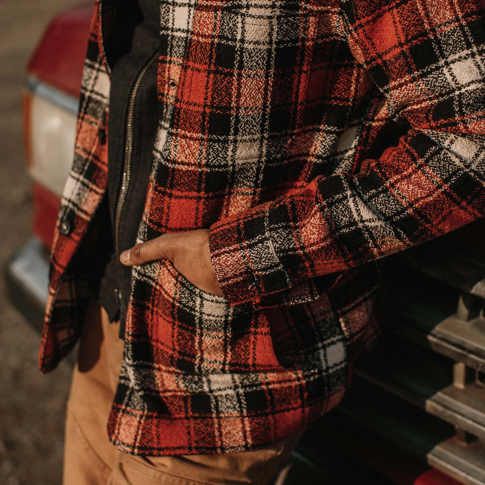 The Ojai Jacket in Garnet Plaid Wool