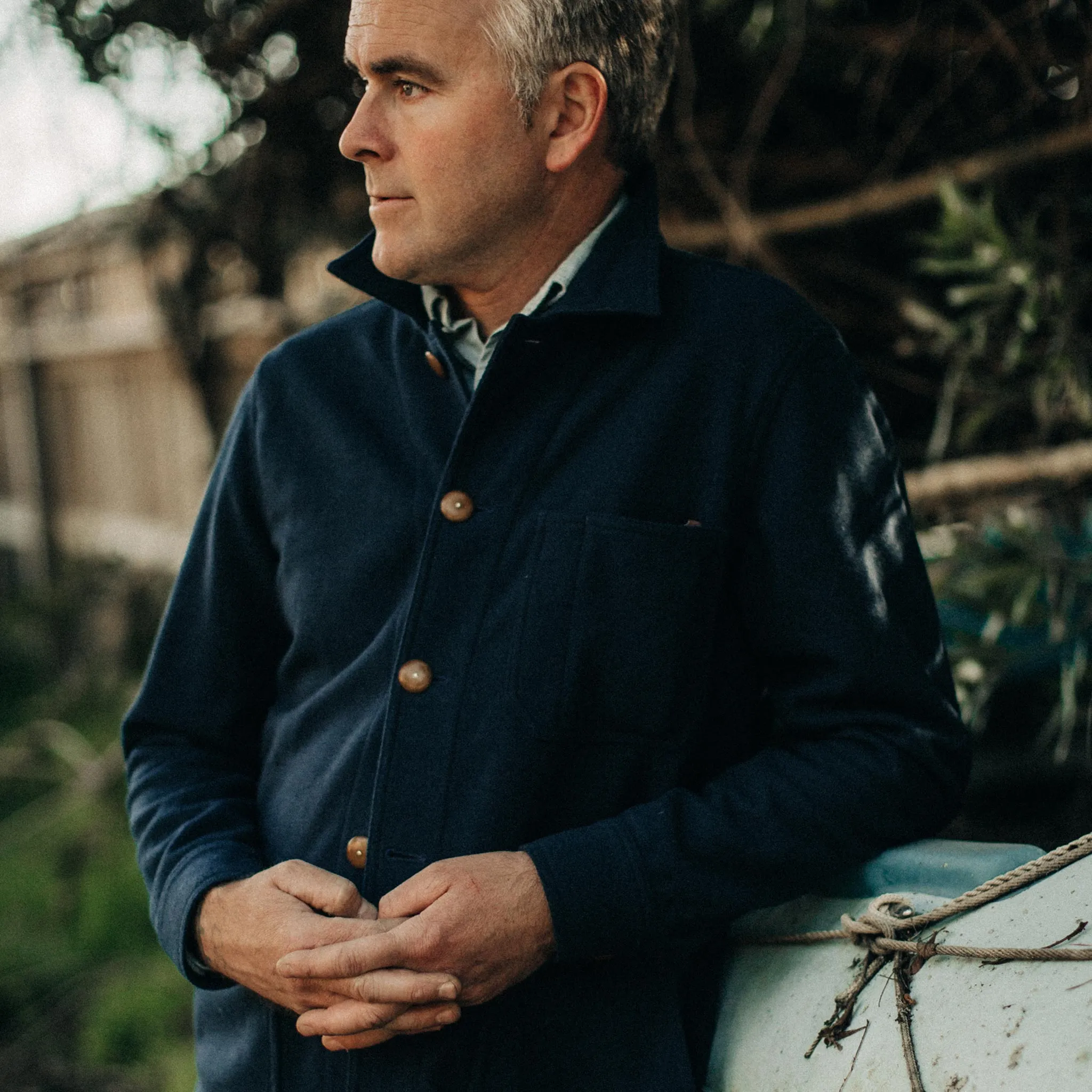 The Ojai Jacket in Navy Boiled Wool