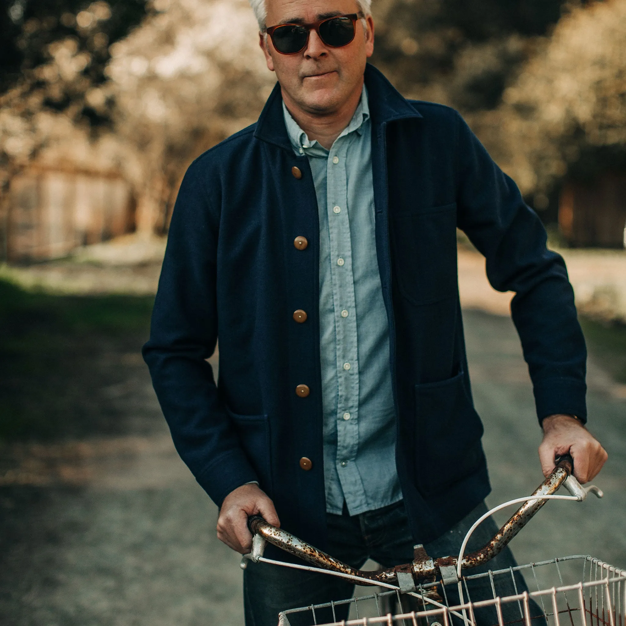 The Ojai Jacket in Navy Boiled Wool