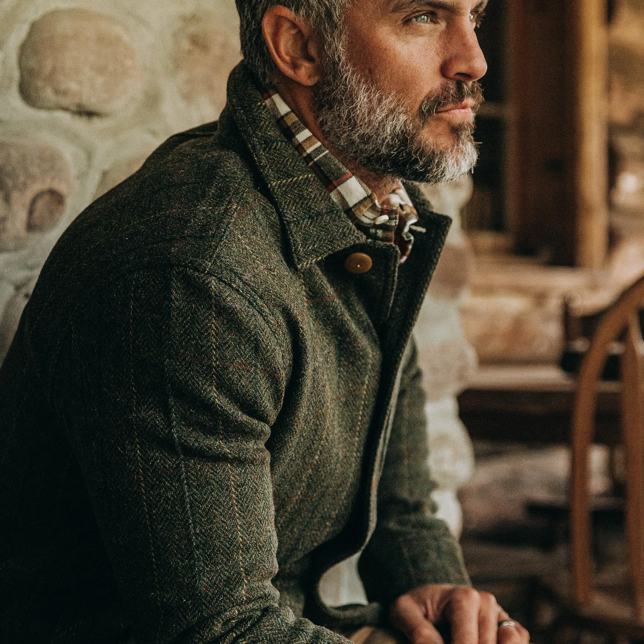 The Ojai Jacket in Olive Tweed Herringbone