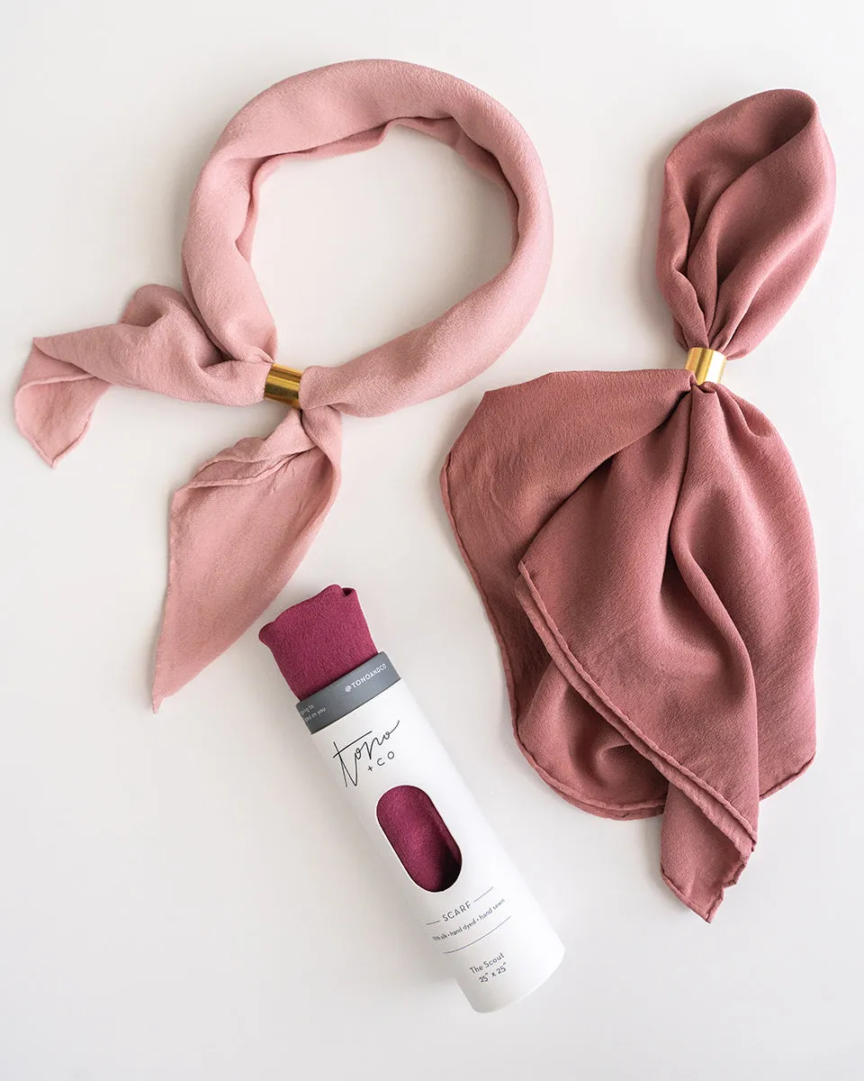 'The Scout' Washable Silk Scarf in Peony