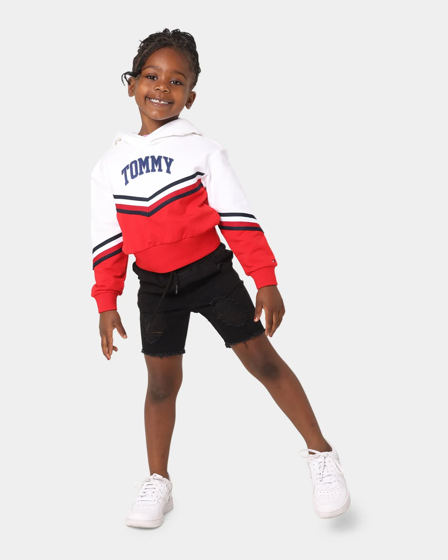 Tommy Hilfiger Kids Varsity Chevron Hoodie White/Deep Crimson